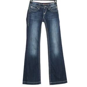 Rock Revival Jeans Scarlett Wide Leg Y2K Boho Western Low Rise Designer Blue 26